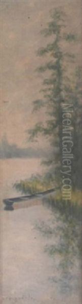 Louisiana Bayou With Canoe Oil Painting by Alexander John Drysdale