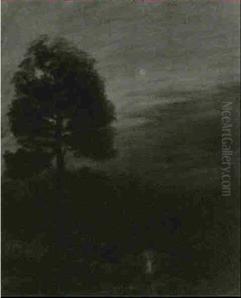 Moonlit Landscape Oil Painting by Alexander John Drysdale