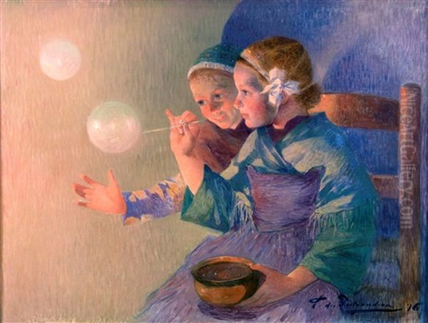 Paysans Et Pecheurs Dans Un Paysage Lacustre Oil Painting by Ferdinand du Puigaudeau