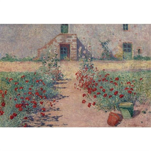 Allee D'oeillets A Kervaudu Oil Painting by Ferdinand du Puigaudeau