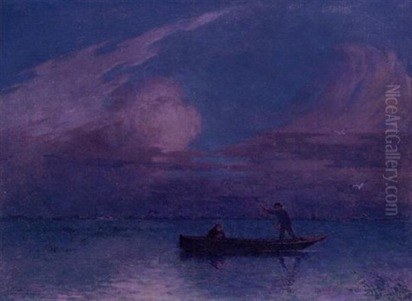 Promenade En Barque De Nuit A Briere Oil Painting by Ferdinand du Puigaudeau