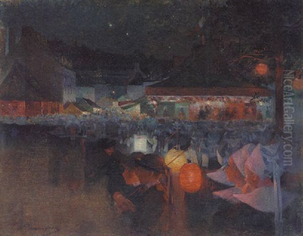 La Fete Au Pays Oil Painting by Ferdinand du Puigaudeau