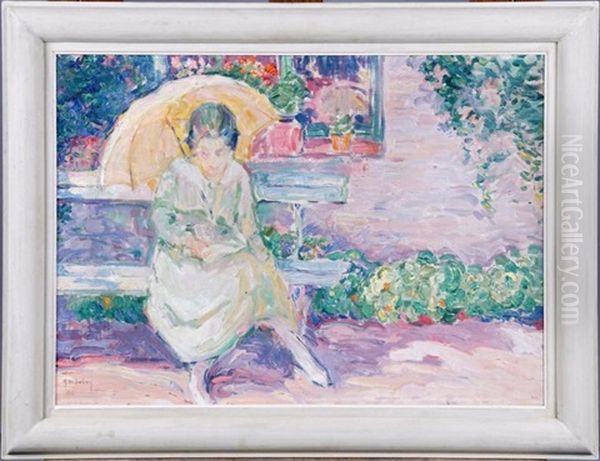 La Lecture Sur Un Banc Oil Painting by Roger Maximilien Dubois