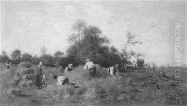 Le Fenaison Oil Painting by Louis Alexandre Dubourg