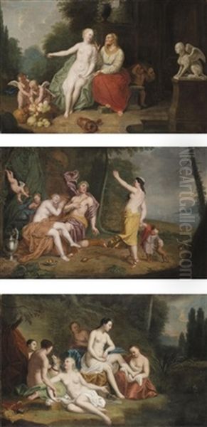 Vertumnus And Pomona (set Of 3) Oil Painting by Louis Fabritius Dubourg