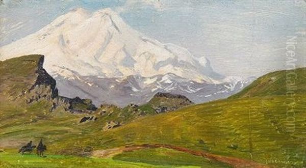 Mountain Landscape Oil Painting by Nikolai Nikanorovich Dubovskoy