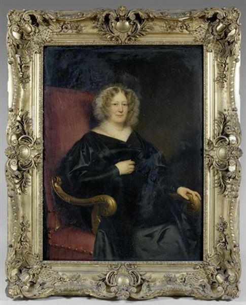 Portrait De La Marquise Douairiere De Croix, Nee Eugenie De Vasse, Epouse De Charles-lidwine, Marquis De Croix Oil Painting by Claude-Marie Dubufe