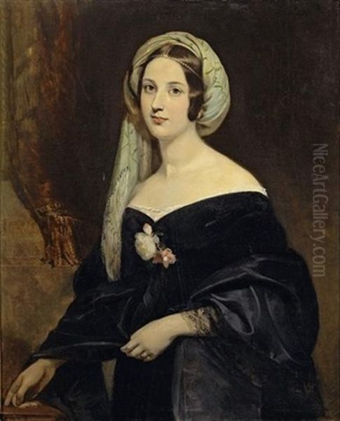 Portrait D'eleanora-mary Jenkinson, Seconde Duchesse De Montebello Oil Painting by Claude-Marie Dubufe