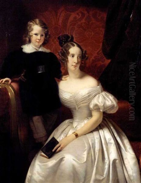 Portrait Of Lady Menuhin's Grandfather And Great Grandmother Oil Painting by Claude-Marie Dubufe