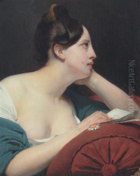 Mademoiselle Georges, La Rupture Oil Painting by Claude-Marie Dubufe