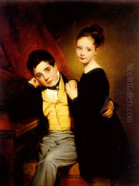 The Children Of Madame D. Oil Painting by Claude-Marie Dubufe