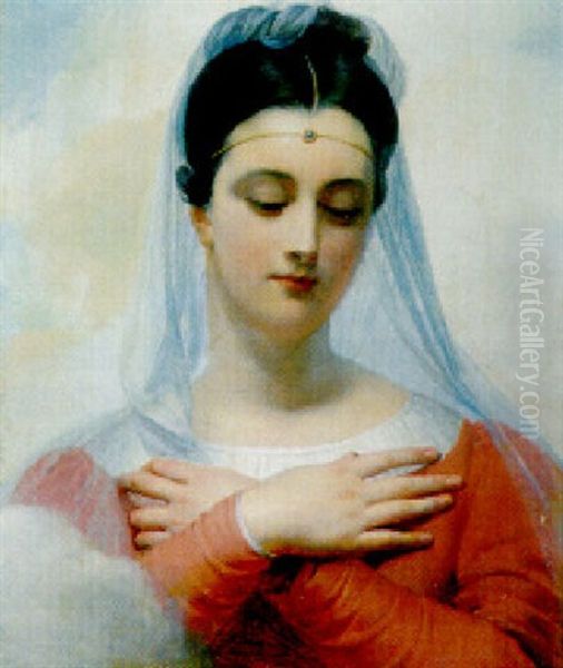 Une Vierge Oil Painting by Claude-Marie Dubufe
