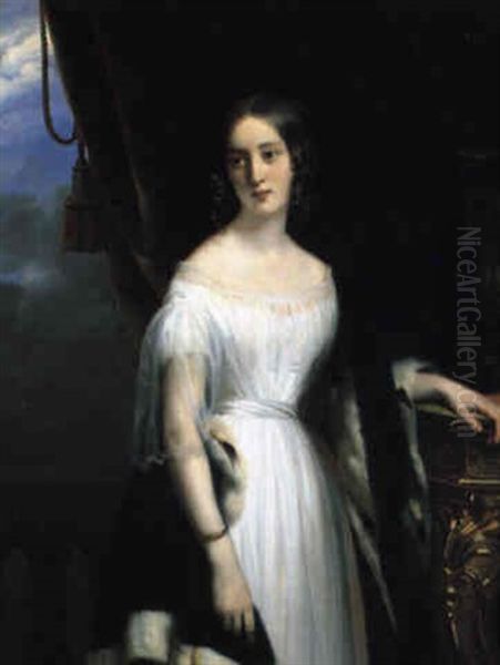 Portrait De La Princesse De Beauvau, Nee Comtesse De Komar Oil Painting by Claude-Marie Dubufe