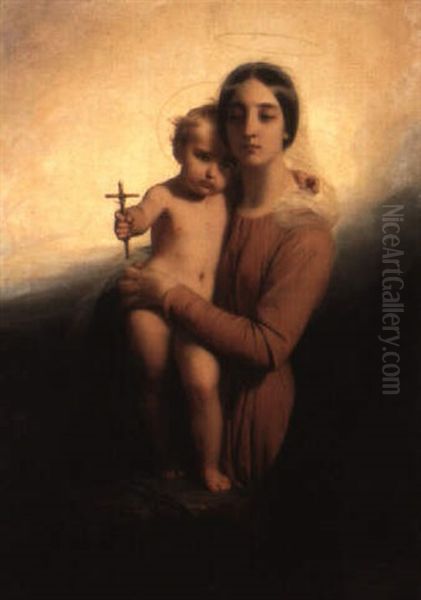 Maria Med Barnet Oil Painting by Claude-Marie Dubufe