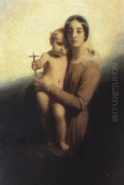 Maria Med Jesusbarnet Oil Painting by Claude-Marie Dubufe