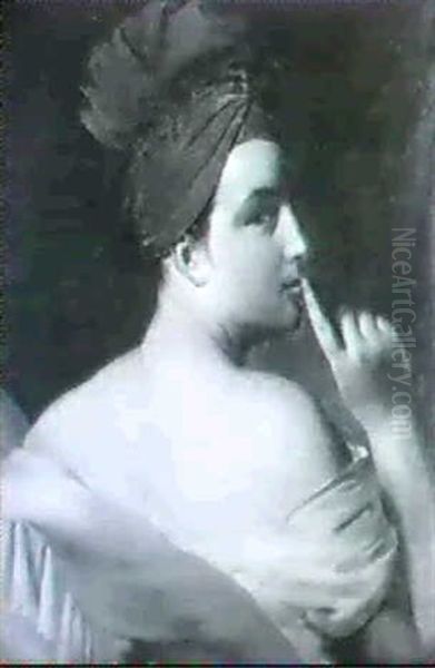 Portrait De Jeune Femme Au Turban Rouge Oil Painting by Claude-Marie Dubufe