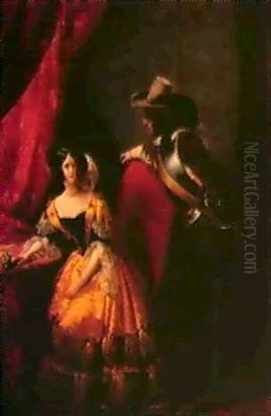 Le Duc Et La Duchesse De Dino Au Bal Masque, Mardi Gras 1840 Oil Painting by Claude-Marie Dubufe