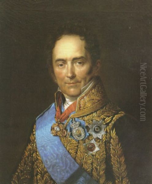 A Portrait Of A Military Officer Oil Painting by Edouard Louis Dubufe