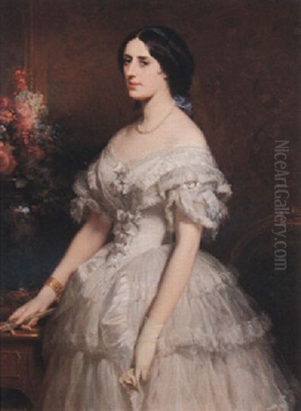 Portrait D'une Dame Oil Painting by Edouard Louis Dubufe