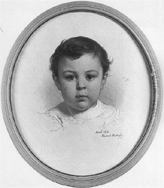Portrait D'un Petit Garcon Sur Un Fond Blanc Oil Painting by Edouard Dubuffe
