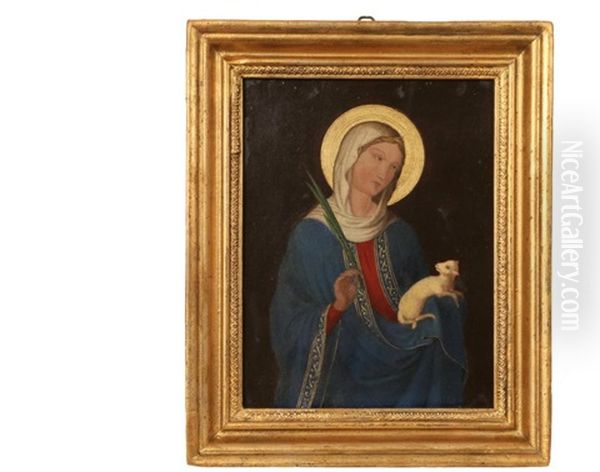 Portrait Of The Madonna With The Lamb Of God And A Palm Leaf Oil Painting by Buoninsegna Duccio di