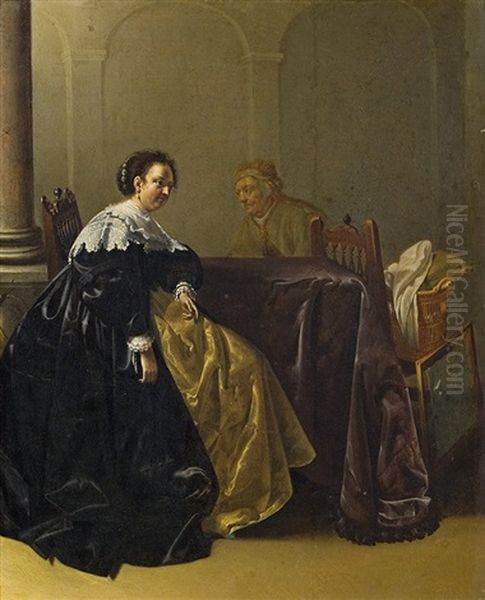 Interieur With Two Women Oil Painting by Jacob Duck