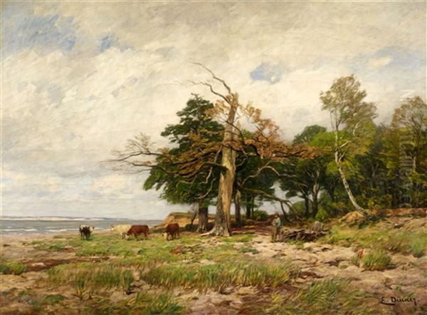 An Old Oak In Rugen Oil Painting by Eugen Gustav Duecker