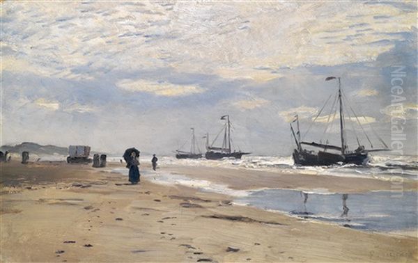 Eine Strandpartie Oil Painting by Eugen Gustav Duecker