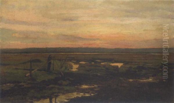 Marschlandschaft Oil Painting by Eugen Gustav Duecker