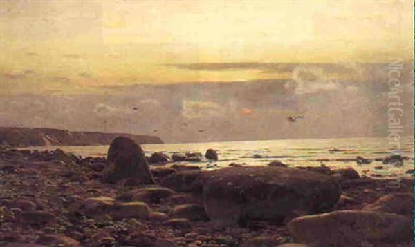 Kystparti Med Store Sten Oil Painting by Eugen Gustav Duecker