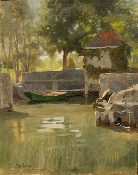 Barque Amarree Oil Painting by Frederic Dufaux