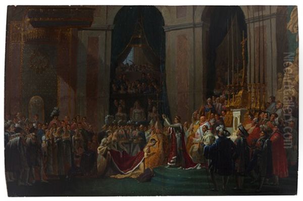 Le Sacre De Napoleon (after Jacques Louis David) Oil Painting by Alexandre (Casanova) Dufay