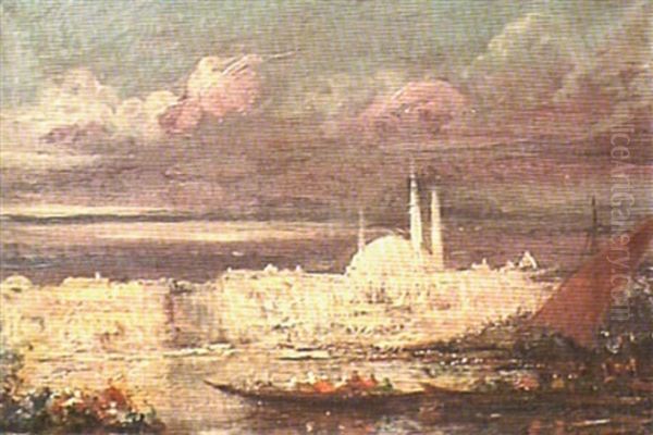 Caiques Et Felouques Sur Le Bosphore Oil Painting by Edouard-Jacques Dufeu