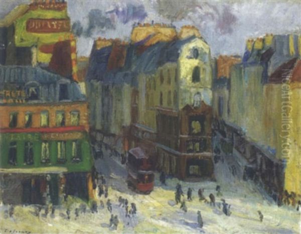 Paris, Scene De Rue Oil Painting by Georges Leon Dufrenoy