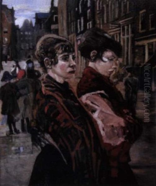 Les Elegantes A Gand Oil Painting by Georges Leon Dufrenoy