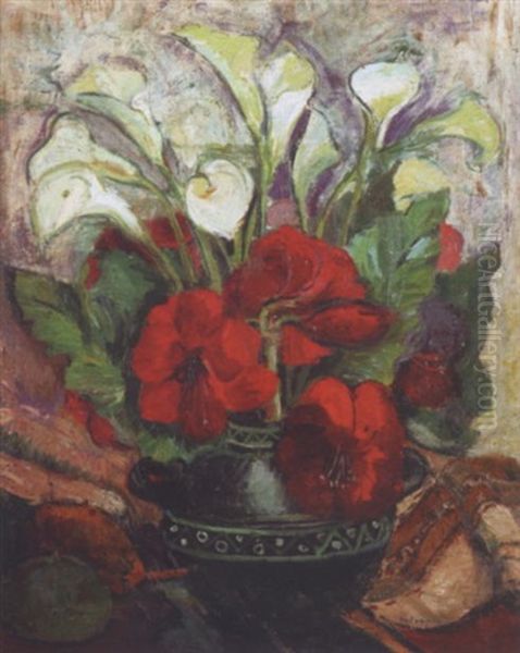 Bouquet De Fleurs Oil Painting by Georges Leon Dufrenoy