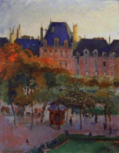 Places Des Vosges Oil Painting by Georges Leon Dufrenoy
