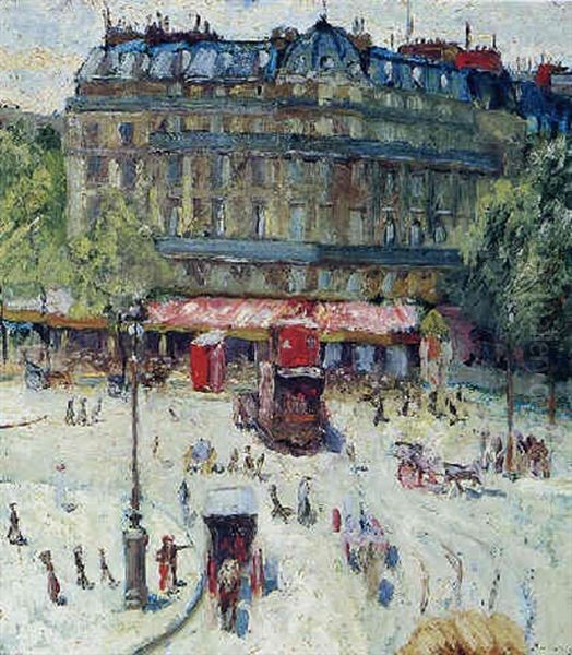 La Place De La Bastille Oil Painting by Georges Leon Dufrenoy