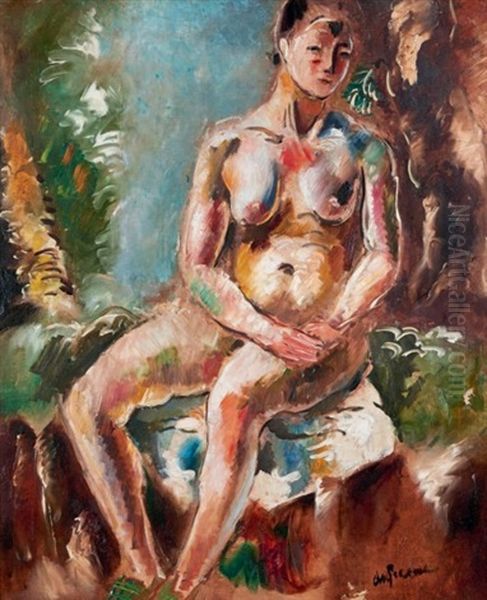 Femme Nue Assise Oil Painting by Charles Georges Dufresne