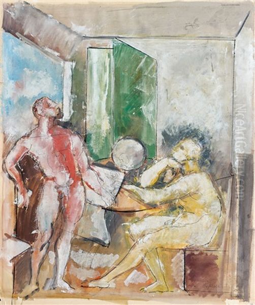 Les Geographes Oil Painting by Charles Georges Dufresne