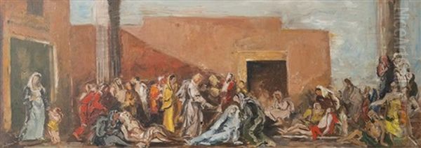 Scene Biblique Oil Painting by Charles Georges Dufresne