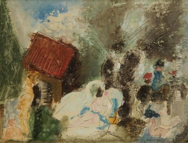 Leda Et Le Cygne Oil Painting by Charles Georges Dufresne