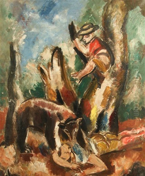 Attack Oil Painting by Charles Georges Dufresne