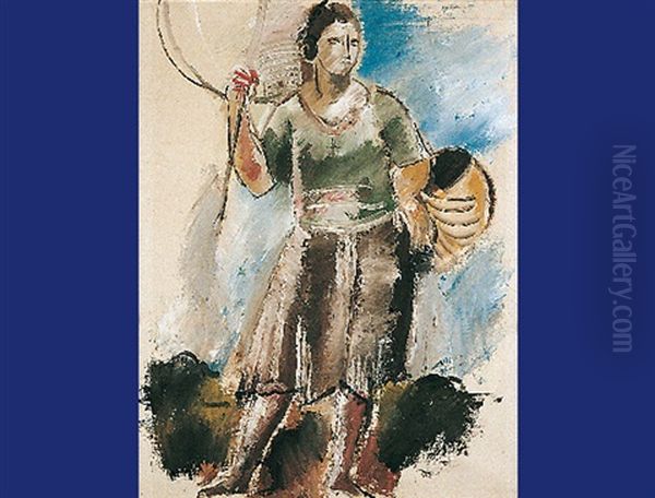 Young Fisherwoman Oil Painting by Charles Georges Dufresne