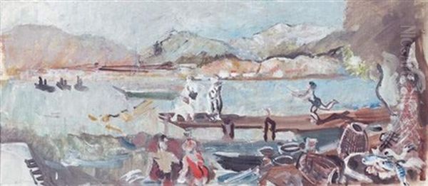 Scene De Baignade Oil Painting by Charles Georges Dufresne