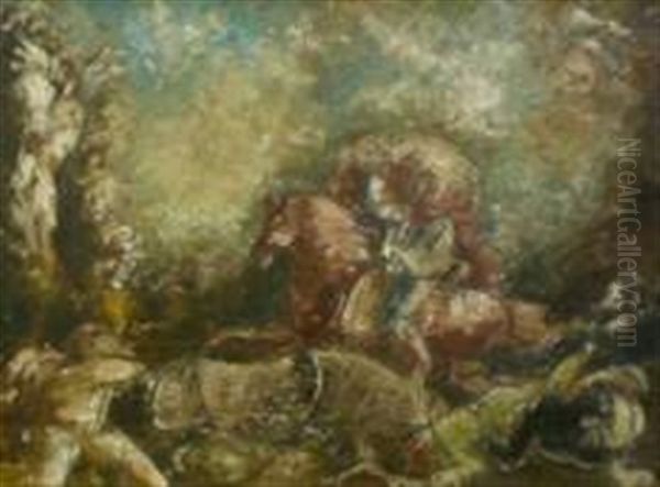 Scene De Chasse Oil Painting by Charles Georges Dufresne