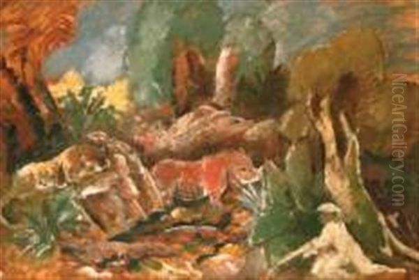 Sous-bois Au Chasseur Oil Painting by Charles Georges Dufresne