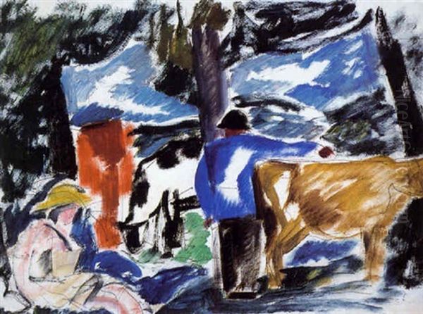 Scene Champetre Oil Painting by Charles Georges Dufresne