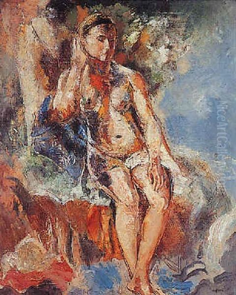 Nu Assis Oil Painting by Charles Georges Dufresne