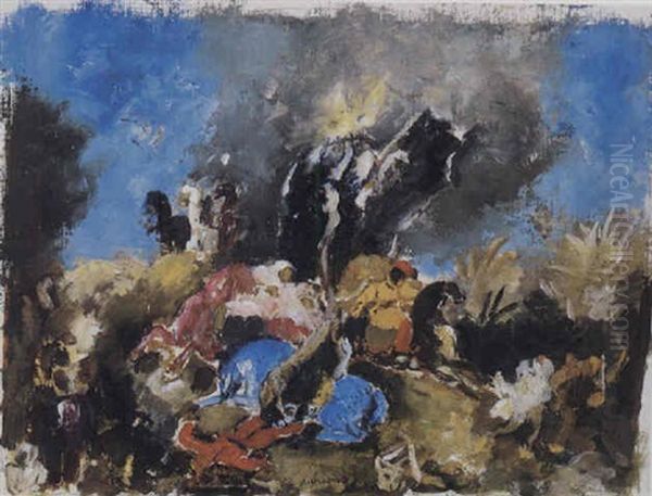 La Chasse Au Lion Oil Painting by Charles Georges Dufresne